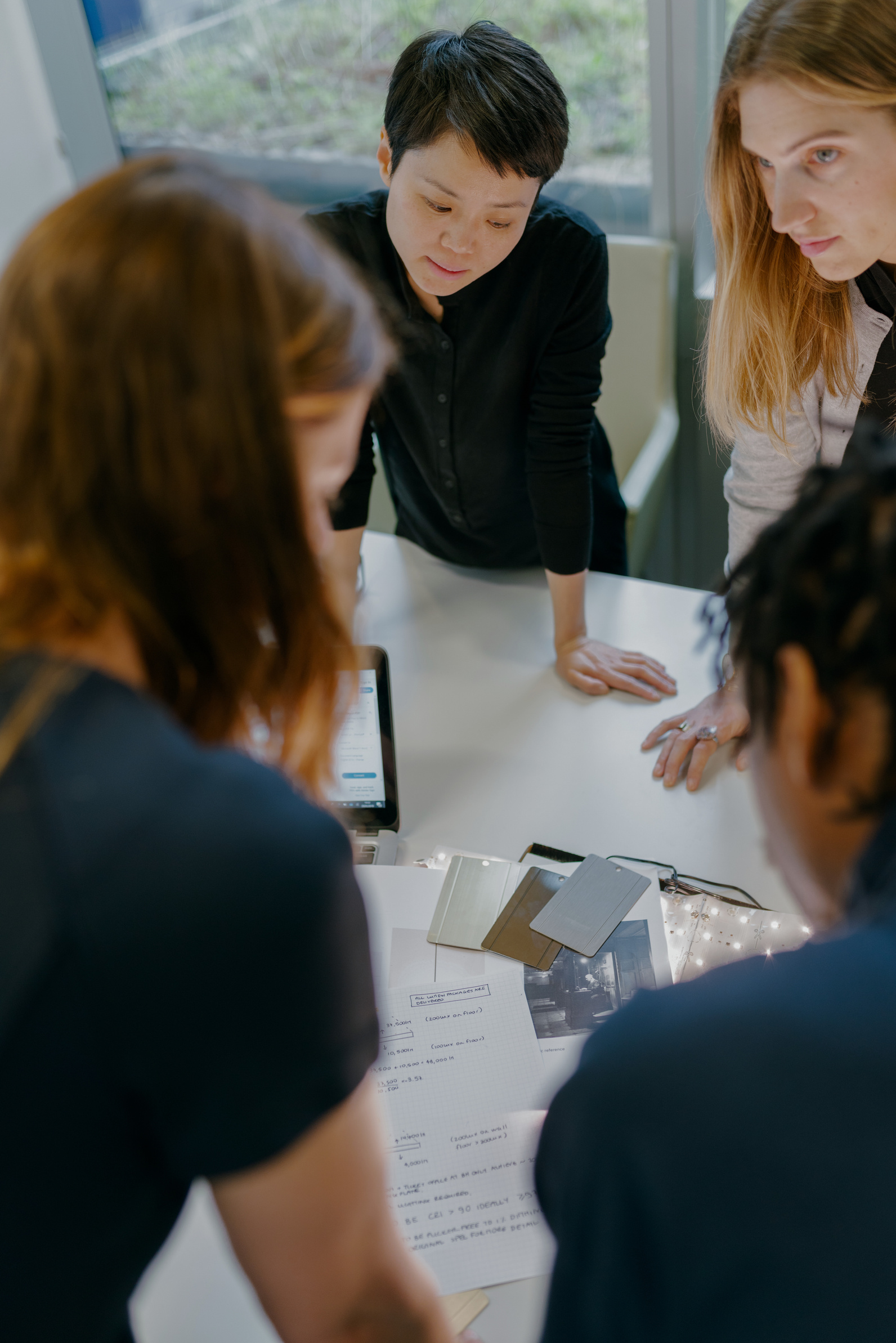 Equipo colaborando en el diseño de la estructura empresarial